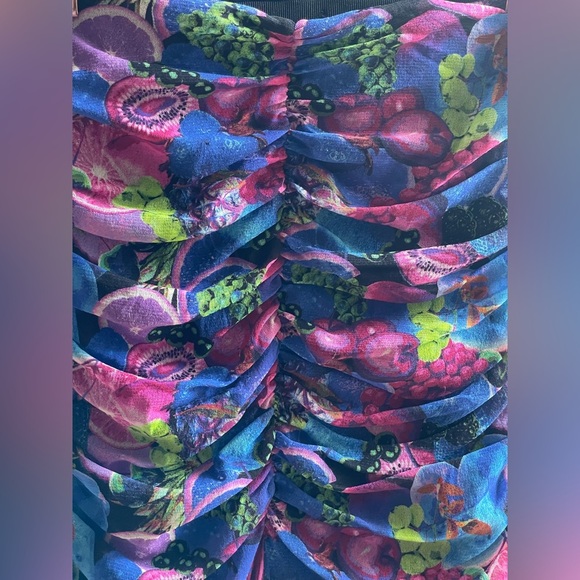 Fuzzi Gonna Fruit Motif Mesh Ruched Skirt - Picture 6 of 9